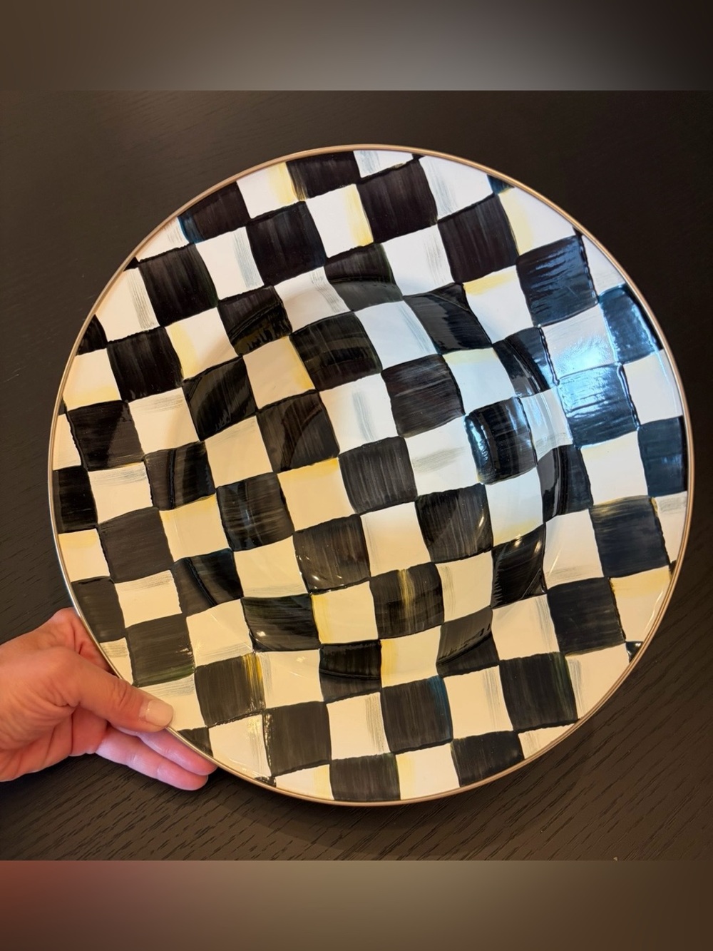 MacKenzie-Childs Black and White Courtly Check Serving Bowl - Picture 6 of 8